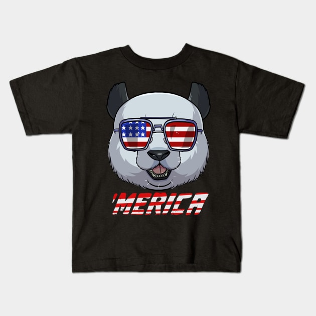 Panda Bear 4th of July Merica Kids T-Shirt by Noseking